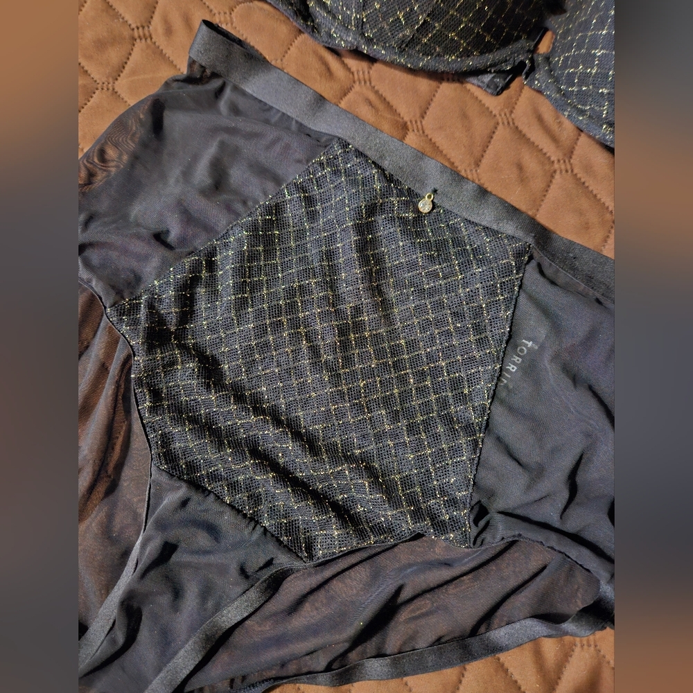 NWOT 2 Piece Torrid Rich Black Gold  Sparkle XO Plunge Push-Up Bra & Panty Set - Picture 4 of 8